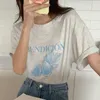 Korejpaaの女性Tシャツ夏の女の子韓国のシンプルなカジュアルラウンドネック文字プリントルーズオールマッチ半袖プルオーバー210526