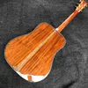 Custom Solid KOA Wood Acoustic Guitar Abalone Vase Inlays Binding D45K D Body