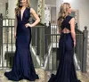 Mermaid Evening Black Dresses Sexy Plunging V Neck Satin 2022 Sleeveless Ruched Pleats Dubai Custom Made Plus Size Prom Party Gown Vestidos Criss Cross Back estidos