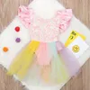 Summer Baby Girl Dress Toddler Kid Baby Girl Sleeveless Rainbow Sequined Lace Princess Romper Dress Baby Costume ropa bebes#45 Q0716