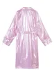 Lautaro Rosa langer Lackleder-Trenchcoat für Damen, zweireihiger Ärmel, übergroße, hochmodische Damenbekleidung 2109145768296