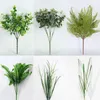 Dekoratif Çiçek Çelenkleri 1 PCS Yeşil Yapay Bitki Okaliptüs Plastik Para Çimen Çimen Ev Dekorasyon Düğün Partisi DIY Düzen