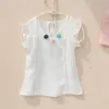 子供夏の服装の10代のノースリーブホワイトブラウスシフォンピュアカラーの赤ちゃん女の子フリルシャツトップス210622