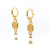 18 K Yellow Fine Gold Filled Lady's Elegant 10mm Pearl Drop Clip Dangle Hoop Earrings Stamp DIY