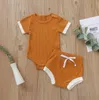 Baby Designer Clothes Boys Summer Clothing Set Candy Plain Article Pit Cotton Suit Girls Romper Triangle Pants 2Pieces Sets Bodysuits Shorts Outfits wmq1280