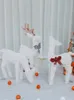 クリスマスの装飾3ピースの白い装飾が群がる発光の鹿の装飾品窓のMeichen Elk Navidad 2022