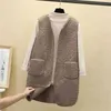 Autumn Long Vest Women Winter Thermal Waistcoat Warm Fleece Female Sleeveless Jacket Ladies s For 210819