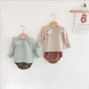 Baby meisje kleding revers pullover tops pompoen broek 2 stks sets peuter meisjes plaid katoen outfits boutique baby kleding set BT5814