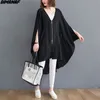 DIMANAF Plus Size Camicetta da donna Camicie Chiffon Sottile Casual Manica a pipistrello Cardigan Tasche con cerniera Estate Oversize 5XL 6XL 210719