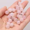 10mm Round Ball Natural Stone Pendant rectangle Reiki Healing Chakra Rose Quartz Crystal Pendulo Charms for Necklace earrings Making