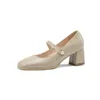 Dress Shoes 2021 Spring Elegant Ladies Mary Janes Pumps met parels gesp chunky High Heels Dames plus maat 33-48