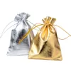 Jewelry Packing Small Bag Silver Gold Foil Cloth Drawstring Bags 7x9cm 9x12cm 10x15cm Wedding Gift Pouches Wholesale Price