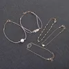 Очарование браслетов 5 ПК/набор богемных браслетов для женщин плетеных жемчужных лотоса Love Leaf Pink Beads Beads Bagg