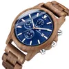 Men Wood Watch Chronograph Luxury Military Sport Watches Stijlvolle informele gepersonaliseerde houten kwartshorloges