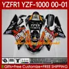 ヤマハYZF-R1 YZF-1000 YZF R1 1000CC YZFR100 01 02 03 2003 OEMフェアリングキットレッドフレームBLK