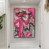 Målningar graffiti rosa panther canvas målar färgglada affischer och skriver ut gata väggkonst bilder för vardagsrum sovrum hem32t