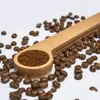 Wood Coffee Scoop With Bag Clip Tablespoon Solid Beech Wood Measuring Scoop Tea Coffee Bean Spoon Clip Gift DH5012