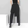 [EAM] High Elastic Waist Black Irregular Long Harem Trousers Loose Fit Pants Women Fashion Spring Autumn 1DC430 211115