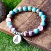 MG1341 Натуральный синий морской осадок Ясперс браслеты Amazonite Fealing Bracete Женщины Йога Мала браслет