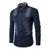 Heren casual shirts mannen lange mouw denim shirt heren jurk mannelijke jean hoge kwaliteit straat dragen