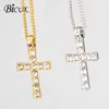 Pendant Necklaces BICUX Christian Stainless Steel Crystal Cross Men's Long Gold Silver Color Chain Fashion Necklace For Women Jewelry