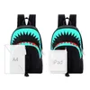 Öğrenciler Aydınlık Tuval Sırt Çantaları Okul Çantaları USB Şarj Dizüstü Omuz Singpack Sırt Çantası Sırt Çantası Erkekler Köpekbalığı Karikatür Bookbag Satchel Çanta