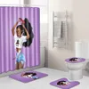 Tapete da capa da almofada do banheiro conjunto Cortina de chuveiro de tecido para banheiro conjuntos de mulheres afro -americanas 4 PCs Y200613