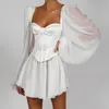 white corset mini dress