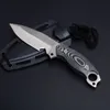 High Quality Outdoor Survival Straight Hunting Knife 9Cr18Mov Satin Drop Point Blade Full Tang Micata Handle Fixed Blade Knives With Kydex