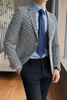 Höst och vinter Mäns Blazer Masculino Slim Fit Casual Dress Suit British Business Social Retro Houndstooth Coat Costume Homme 210527