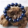 Haute qualité naturel Lapis Lazuli bleu oeil de tigre pierre perles bracelets pour femmes hommes extensible rond Bracelet Couple bijoux