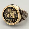 Cluster Rings Punk Delicate Warrior Dragon Men's Ring Jewelry Vintage Rome Soldier Military Signet Biker For Men Party Unique