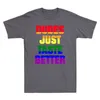 Jungs schmecken nur einen besseren Regenbogen 3. Gender LGBT Gay Lesbian Pride Lustige Geschenk T-Shirt Herren Kurzarm Baumwolle Black T-Shirt