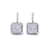 Bijoux de luxe carrés 925 argent Post Designer boucles d'oreilles breloques AAA cubique zircone cuivre 18 carats or blanc CZ boucle d'oreille pour les femmes fête de mariage cadeau de mariée