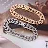 New Fashion Luxury 12 mm Iced Out Cuban Link Chain Bracelet For Women Men Men Gold Silver Color Bling Rhinestone Jewelry1949990