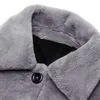 Nerazzurri Oversized warm soft furry faux fur coats for women long sleeve buttons Gray fluffy jacket Winter clothes women 211019