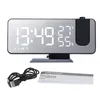 Autres horloges Accessoires 1PC LED Réveil numérique Montre Table Bureau électronique USB Réveil FM Radio Projecteur Snooze Fonction 3