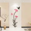 Nouvelle arrivée Lily Papillon Acrylique DIY Chambre Matin Gloire Autocollant TV Fond Décoration Murale 210310
