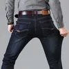 Jeans da uomo stile classico nero blu vestibilità regolare pantaloni business casual in denim elasticizzato pantaloni di marca maschile 210622