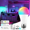 15W WiFi Smart Lâmpada B22 E27 LED RGB Lamp Work With Alexa/Google Home 85-265V RGBCW Função de temporizador Dimmable