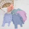 Bébé garçon fille pyjamas ensembles côtelé couleur bonbon enfant en bas âge coton vêtements de nuit body maison costume 2 pièces vêtements 1-7Y 211130