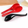Red Black Color Melamine Spoons Home Flatware Japanese Plastic Bowl Soup Porridge Spoon JJA9306