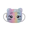 Kids rainbow cat purse 2022 girls cartoon messenger bags fashion boys casual wallet fashion children single shoulder bag Q4148