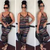 Mulheres Macacão Sem Mangas V-Neck Sling Top e Calças Listrado Impressão Set Summer Plus Size Jumpsuits Macacões das Mulheres