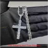 Shining Diamond Stone Cross Pendants Halsband smycken Platinum Platerade män Kvinnor Älskare Gift Par Religiösa smycken Hnakt Davor191b