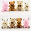 10 pçs / lote 10 cm 20g mini keychain de pelúcia e marrom claro pingente com grade padrão urso boneca brinquedos