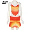 PixieKiki Sexy Two Piece Set Low Waist Mini Skirt Rave Festival Clothing 90s Outfit Women Clubwear DrSets 2021 P71-BI15 X0709