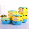 Lancheira de aço inoxidável Minion dos desenhos animados para crianças Tiffin Boxes Thermal Bento para alunos da escola Talheres 4D Lancheira para crianças Y200429