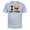 Letni mężczyzna Kocham Gay Porn Shirts Mężczyźni O-Neck Moda Drukowane Hip-Hop Tee Camisetas Odzież Casual Top 210629