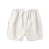Mudkingdom lilla pojkar sommar shorts elastisk midja bomull avslappnad solid färg barn ljus 210615